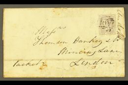 1858 (November) Entire Letter To London Bearing GB 1856 6d Pale Lilac, Tied By "A 01" (Kingston) Cancel. For More... - Jamaïque (...-1961)