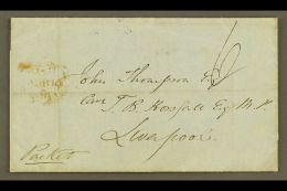 1854 (August) Stampless Cover To Liverpool With Manuscript "6"; On Reverse Fine "ST ANNS BAY" Cds, Plus Kingston... - Giamaica (...-1961)