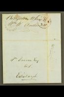 1850 (June 21) Stampless Entire Letter From Kingston To Edinburgh With Fine Handstruck "1s/-". Nice Item! For More... - Jamaïque (...-1961)