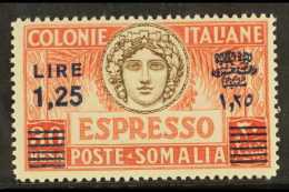 SOMALIA 1940 1L25 On 30b Express Stamp, Perf 14, Sass 8, Superb Never Hinged Mint. Cat €900 (£760) For... - Andere & Zonder Classificatie