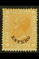 OFFICES IN LEVANT 1878 20c Orange Overprinted "Estero", Sass 11, Very Fine Mint, Large Part Og. Signed Fulpius.... - Andere & Zonder Classificatie