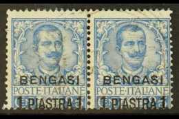 LIBYA / BENGASI 1901 1pi On 25c Blue, SG 1 (Sassone 1), Fine Used PAIR. A Scarce Multiple. For More Images, Please... - Sonstige & Ohne Zuordnung