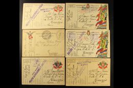 1915-1918 MILITARY FRANCHISE POSTCARDS. An Interesting Group Of Printed Postcards With Various Coloured Coat Of... - Non Classés