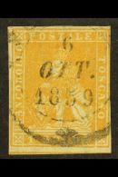 TUSCANY 1857 1s Bright Ochre, Wmk Vertical Lines, Sass 11a, Very Fine Used With Three Clear Margins, Just Touches... - Non Classés