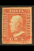 SICILY 1859 5gr Carmine Red, Sass 9, Very Fine Mint Og With Large Margins All Round And Full Colour. Cat... - Zonder Classificatie