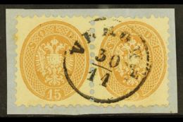 LOMBARDY VENETIA 1864 15s Brown, Perf 9½, Sassone 45, Horizontal Pair On A Piece Tied Crisp Upright Verona... - Non Classés