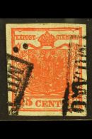 LOMBARDY VENETIA 1850 15c Intense Rose Vermilion, Type II, Sass 4b, Fine Used, Cat €275 (£210) Signed... - Non Classés