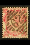 1862-64 3d Bright Carmine- Rose (GB, SG 76) Used With Superb Complete "62" Barred Diamond. Missing Perf At Top... - Other & Unclassified