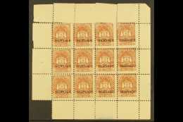 BUNDI OFFICIALS. 1941 2a Brown, SG O56, COMPLETE SHEET Of 12 With Selvedge To All Sides. Fine Mint, Ungummed Paper... - Altri & Non Classificati