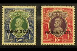 NABHA 1938 5r Green & Blue & 10r Purple & Claret, SG 91/92, Never Hinged Lightly Toned Mint (2 Stamps)... - Andere & Zonder Classificatie