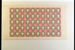 1867 EMBOSSED QV COMPLETE  SHEET 2 Schilling Rose And Grass-green With Head Die I, SG 3 Or Michel 3, A Magnificent... - Heligoland (1867-1890)