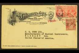 1930 (18Nov) ILLUSTRATED ENVELOPE For A Musical Instrument Store In Sydney, Australia, Sent To Indiana, USA &... - Hawaï