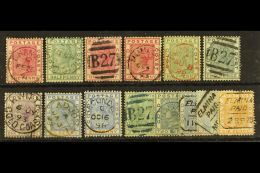 CANCELLATIONS Small But Attractive Group Of QV Stamps Selected For Cancellations Including "B27" In Red And Black,... - Goudkust (...-1957)