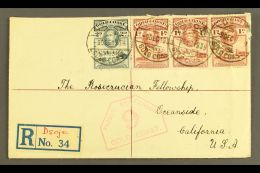 1939 CENSOR COVER TO USA (9 Dec) Register Cover To California, USA Bearing 1d (x3) & 2d 1938-43 Issues, Each... - Côte D'Or (...-1957)