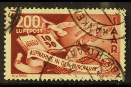 1950 200f Brown Lake Air Council Of Europe (Michel 298, SG 295), Used, One Missing Perf, Fresh, Expertized C.Ney... - Andere & Zonder Classificatie