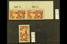 1950 10f Yellow-brown Ottweiler PLATE FLAWS Michel 296 I (within Corner Pair) And 296 II (expertized Ney BPP),... - Andere & Zonder Classificatie