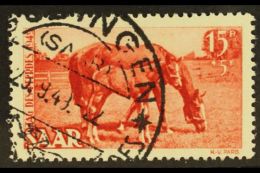 1949 15f+5f Horse Day Brown-red "Fr" For "F" PLATE FLAW (position 20), Michel 265 PF I, Very Fine Cds Used, Fresh.... - Andere & Zonder Classificatie