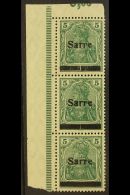 1920 5pf Green "Sarre" Type II Overprint, Michel 4a II, Never Hinged Mint Upper Left Corner Vertical STRIP Of 3... - Autres & Non Classés