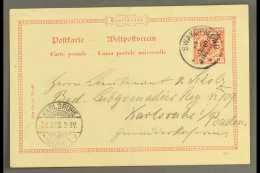 SOUTH WEST AFRICA 1898 (3 Mar) 10pf With Diagonal Opt Postal Stationery Card To Germany Cancelled By Fine... - Sonstige & Ohne Zuordnung