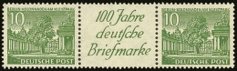 1949 10pf Green Buildings X2 With Se-tenant "100 Jahre Deutsche Briefmarken" Between Them Michel W12, Superb NHM.... - Sonstige & Ohne Zuordnung