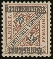 WURTTEMBERG 25pf Red Brown And Black Official, Variety "inverted Overprint", Mi 265k, Superb NHM. Signed Thoma... - Other & Unclassified
