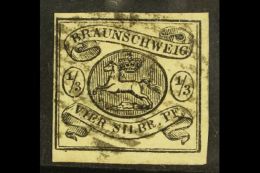 BRUNSWICK 1853 1/3(Sgr) Black On White Paper, Mi 5, Very Fine Used With Clear To Large Margins All Round And Black... - Autres & Non Classés