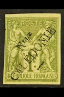 NEW CALEDONIA 1892 1f Olive-green Imperf Overprint Type I (Yvert 20, SG 19), Fine Mint, Four Mostly Good Margins... - Altri & Non Classificati