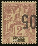 GRANDE COMORE 1912 05c On 2c Brown On Buff Narrow Spacing SURCHARGE INVERTED Variety, Yvert 20b, Very Fine Mint,... - Autres & Non Classés
