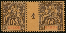 GABON 1904 75c Brown On Orange (Yvert 29, Maury 27), MILLESIMES PAIR, Very Fine Mint. For More Images, Please... - Autres & Non Classés