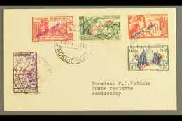 FRENCH INDIA 1942 (3 Feb) Env Bearing The Paris Exposition Set Opt'd "FRANCE LIBRE", Tied Superb Pondicherry... - Sonstige & Ohne Zuordnung