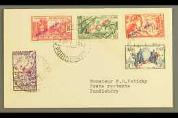 FRENCH INDIA 1942 (3 Feb) Env Bearing The Paris Exposition Set Opt'd "FRANCE LIBRE", Tied Superb Pondicherry... - Andere & Zonder Classificatie