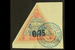 DJIBOUTI 1902 0.75 On 5f Blue And Rose, SG 111 (Yvert 26), Very Fine Used With Full Margins, Tied To Small Piece.... - Sonstige & Ohne Zuordnung