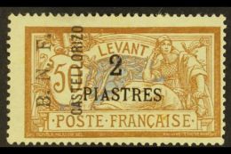 CASTELLORIZO 1920 2pi On 50c Brown & Lavender OVERPRINT AT LEFT READING UP Variety, Yvert 11b, Mint, Heavily... - Sonstige & Ohne Zuordnung