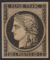 1849 20c Black On Cream, Ceres, Official Reprint, Yv 3f, Superb Mint Og. Beautiful Stamp With Large Margins And... - Altri & Non Classificati