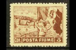 1919 Unissued 5c Brown Boy & Flag, Perf 12½-13, Sass 61 II, Fine Mint. Scarce! For More Images, Please... - Fiume