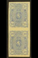 1875-81 20p Pale Ultramarine, Arms,  (as Mi 16, SG 75) An IMPERF Vertical Pair, Very Fine Mint With Original Gum... - Altri & Non Classificati