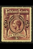 1912-20 5s Maroon, SG 67b, Very Fine Mint. For More Images, Please Visit... - Falklandeilanden