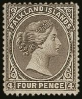 1885 4d Grey-black, Variety "wmk Crown To Right Of CA", SG 10w, Fine Mint Regummed. For More Images, Please Visit... - Falkland