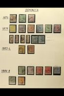 1874-1957 USED COLLECTION Displayed On Pages, Starts With 1874 Wmk Crown CC Set Of Three, 1877-9 Complete Set Plus... - Dominica (...-1978)