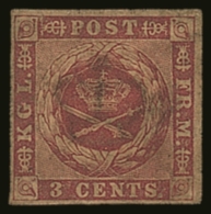1855 3c Deep Brownish Crimson With Deep Brown Gum, SG 3 (Facit 1c), Never Hinged Mint. Scarce In This Condition.... - Deens West-Indië
