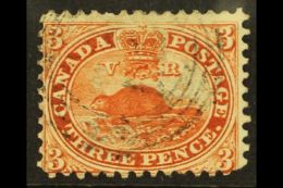 1858-59 3d Red On Machine- Made Paper, Perf 11¾, SG 26, Used With Light Concentric- Ring Pmk. For More... - Other & Unclassified