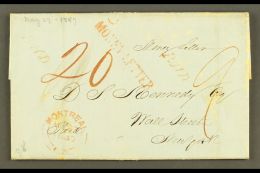 1847 "MONEY LETTER" TO NEW YORK. 1847 (27 May) EL From Montreal To New York With Straight- Line "MONEY LETTER" In... - Autres & Non Classés