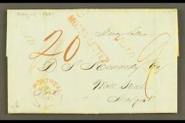 1847 "MONEY LETTER" TO NEW YORK. 1847 (27 May) EL From Montreal To New York With Straight- Line "MONEY LETTER" In... - Andere & Zonder Classificatie