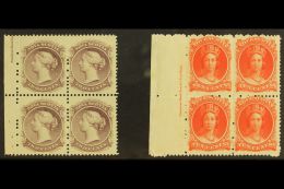 1860-63 2c Purple Half Imprint Block Of 4 And 10c Vermilion Imprint Block Of 4, SG 21 & 28, Very Fine Mint,... - Sonstige & Ohne Zuordnung