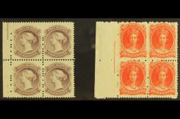 1860-63 2c Purple Half Imprint Block Of 4 And 10c Vermilion Imprint Block Of 4, SG 21 & 28, Very Fine Mint,... - Andere & Zonder Classificatie