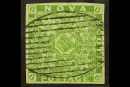 1851 6d Yellow- Green, SG 5, Superb Used With 4 Neat Margins And Crisp Barred Oval Cancellation, Bright Original... - Other & Unclassified