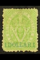 1868-71 $1 Green Perf 12½, SG 27, Mint Large Part OG, Usual Scruffy Perfs & Diagonal Crease Not Clearly... - Other & Unclassified