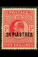 1911-13 24pi On 5s Carmine Surcharge, SG 34, Fine Mint, Showing A Distinct Kiss Print Causing A Slight Doubling Of... - Levant Britannique