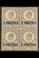1905-08 2pi On 5d Dull Purple & Ultramarine Surcharge, SG 14, Fine Mint BLOCK Of 4, Fresh. (4 Stamps) For More... - British Levant