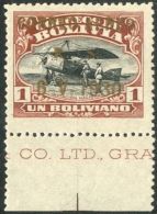 1930 1b Red-brown & Black Air "Correo Aero" Overprint, Scott C18, SG 235, Fine Mint Lower Marginal Example... - Bolivië